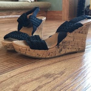 Black Strapped Wedges